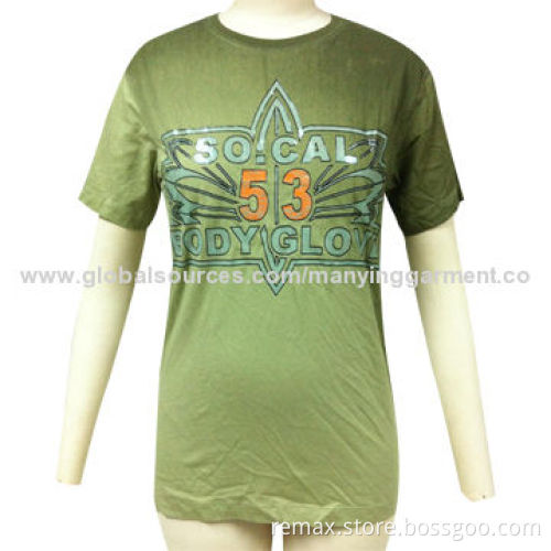 Women's T-shirts, pima cotton, round neck, printing at front and back, printed ground color alloverNew
